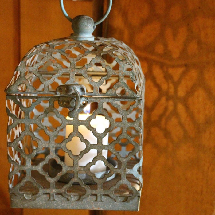 Antique Turquoise Metal Lantern Tea Light Candle Holder - Candlestock.com