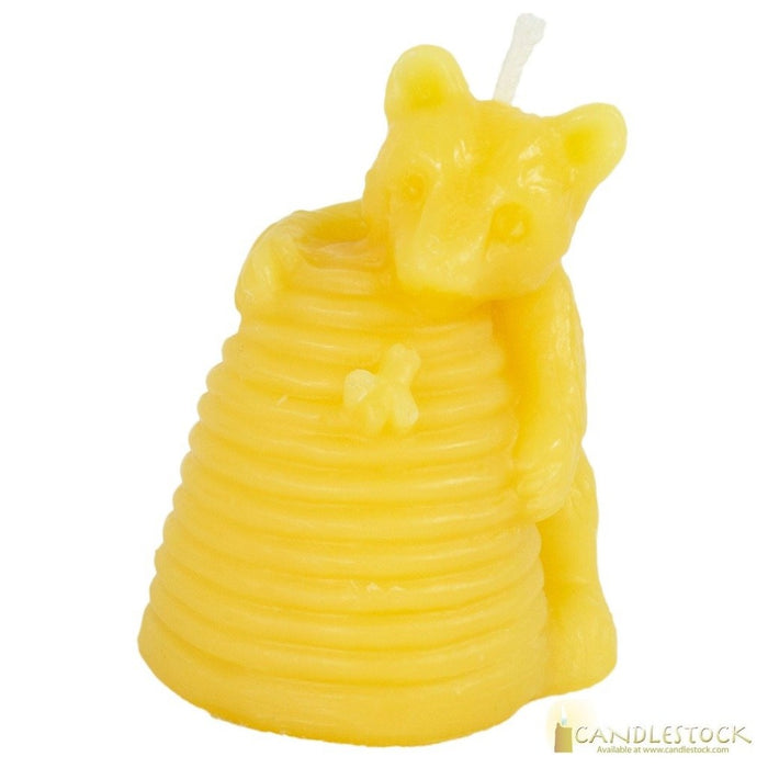 Beeswax Honey Bear With Skep Candle - Candlestock.com