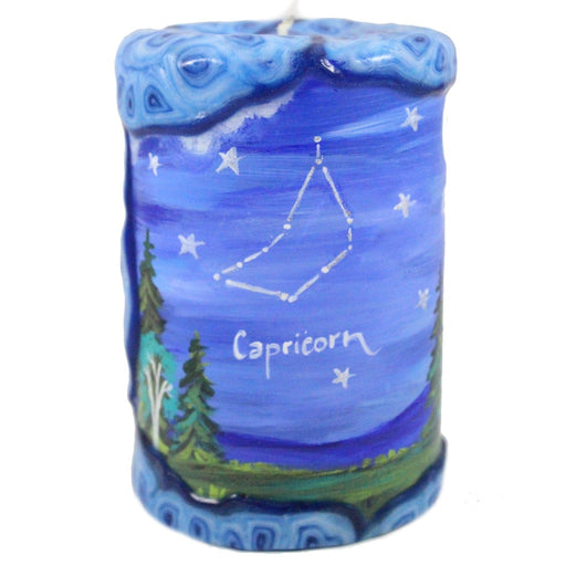 Capricorn Painted Veneer Zodiac Pillar Candle - Candlestock.com