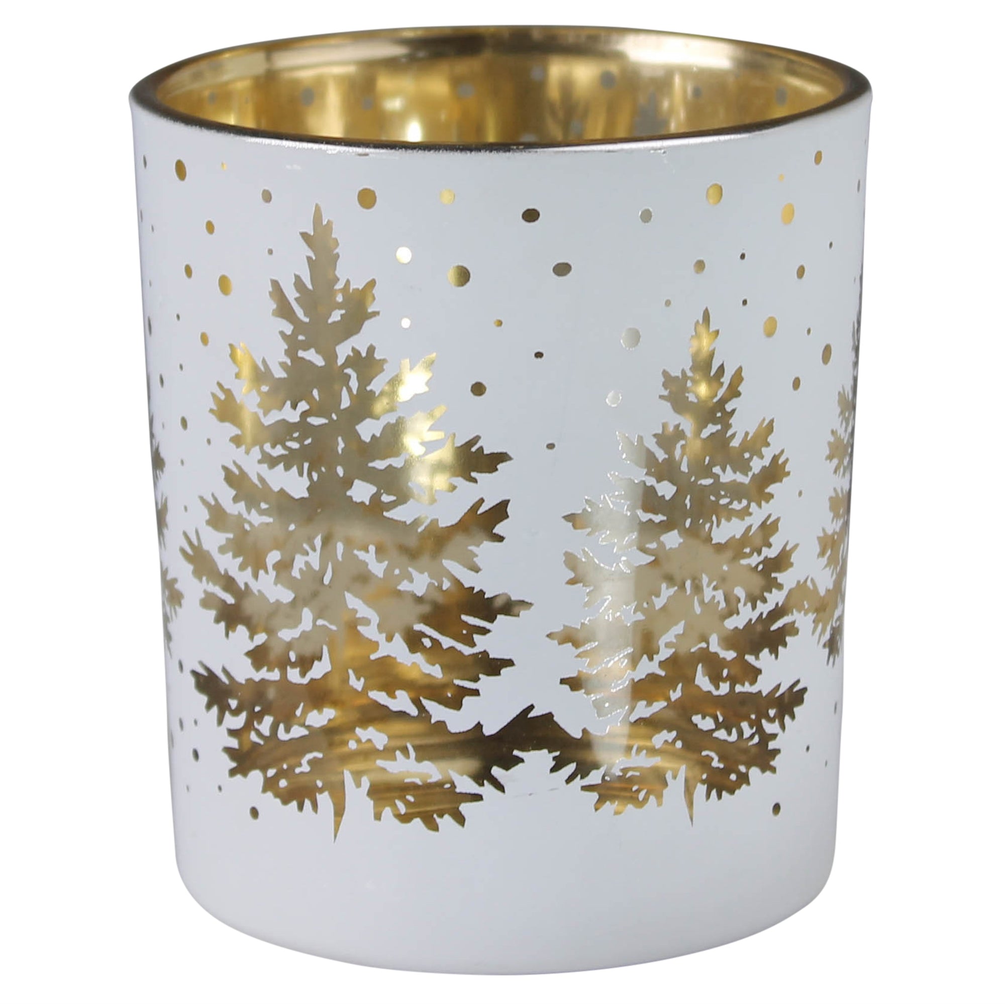 White Glass Christmas Tree Votive Candle Holder Candlestock