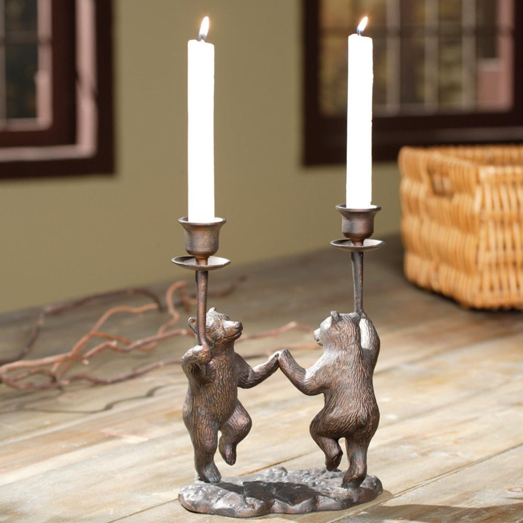 Candlestock Dancing Bear Taper Candle Holder - Metal