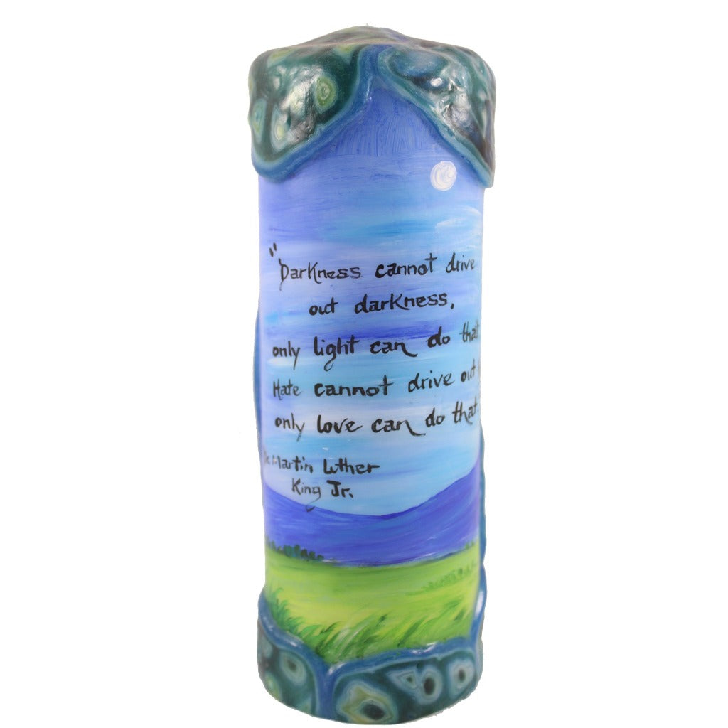 Quote Pillar Candle - "Darkness cannot drive out darkness; only light can do that. Hate cannot drive out hate; only love can do that." Dr. Martin Luther King Jr. - Candlestock.com