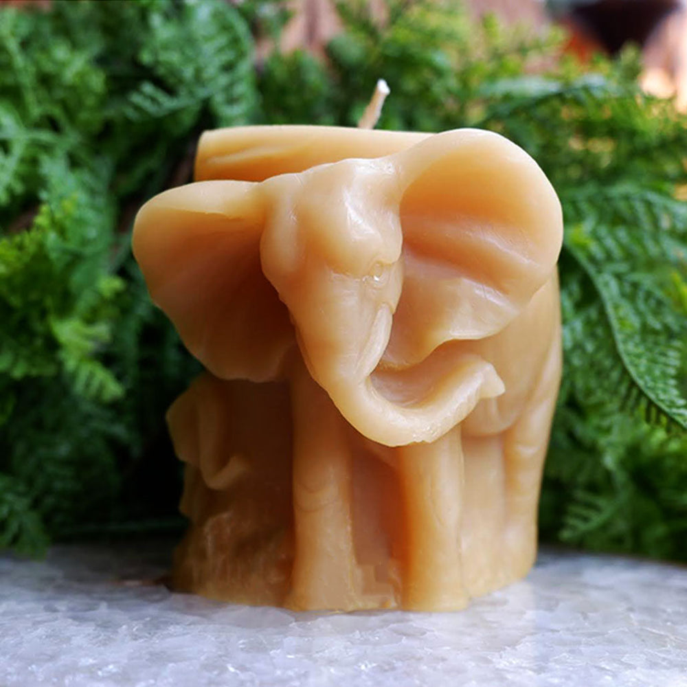 Beeswax Elephant Relief Pillar Candle