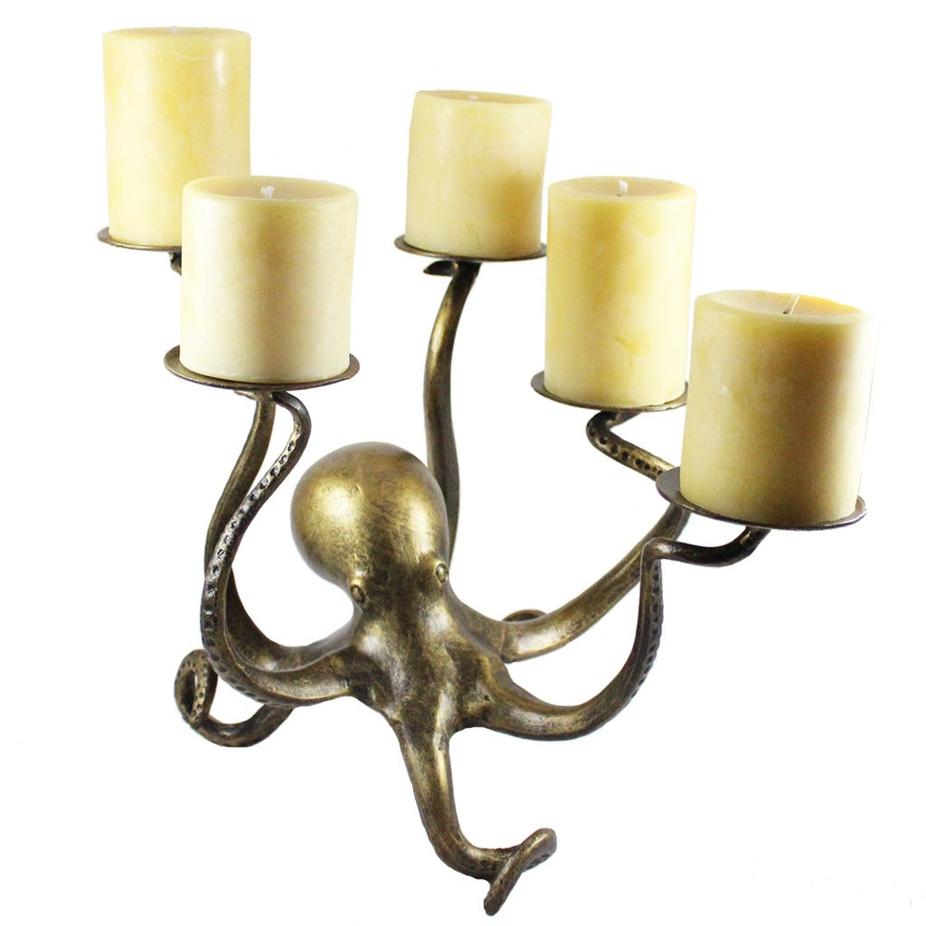 SPI Home Octopus Pillar Candle Holder - Dark Bronze Aluminum Triple Candleholder For 3" Pillars