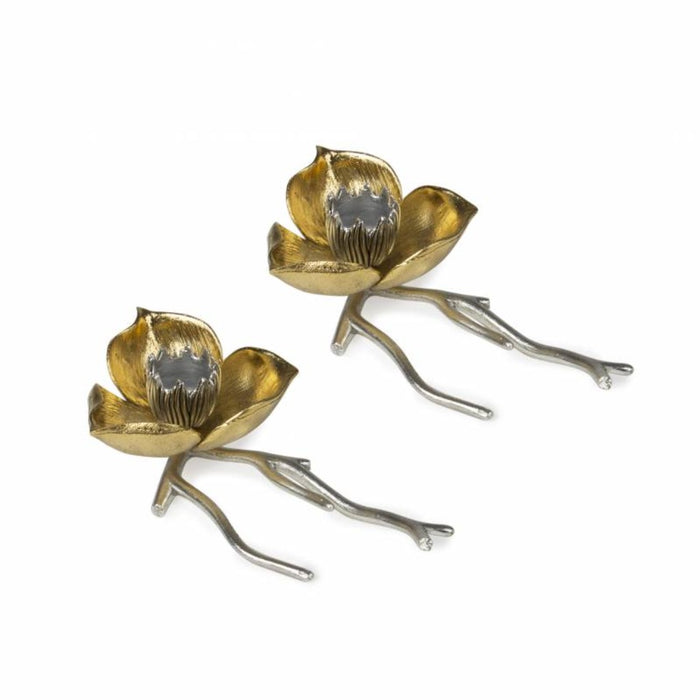 Gold Plated Flower Taper Candle Holder
