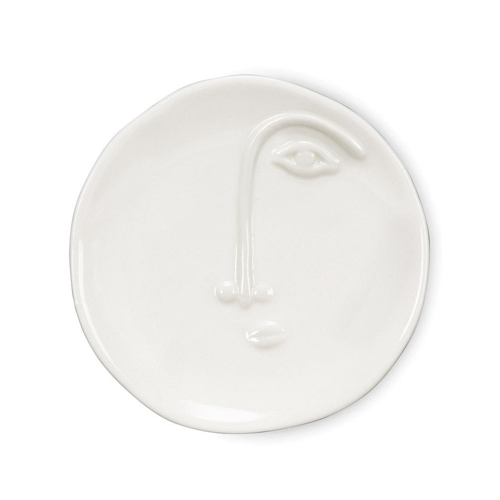White Half Face Porcelain Candle Tray
