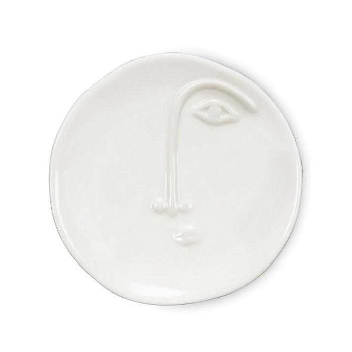 White Half Face Porcelain Candle Tray