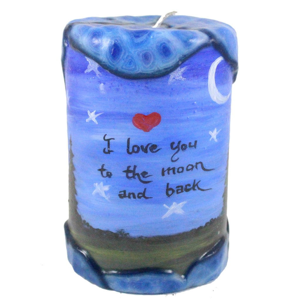 Quote Pillar Candle "I Love You To The Moon And Back" - 4 X 6 - Candlestock.com