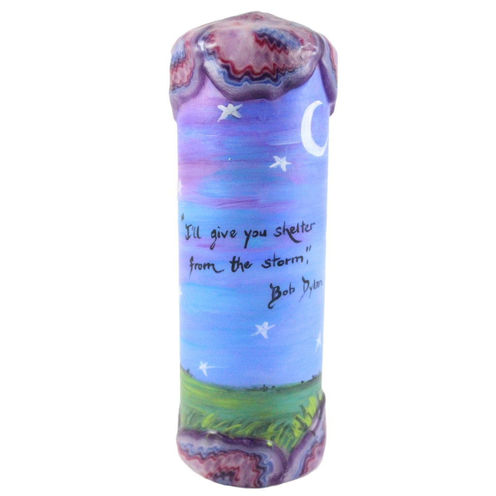 Quote Candle - "I'll give you shelter from the storm" Bob Dylan - Candlestock.com
