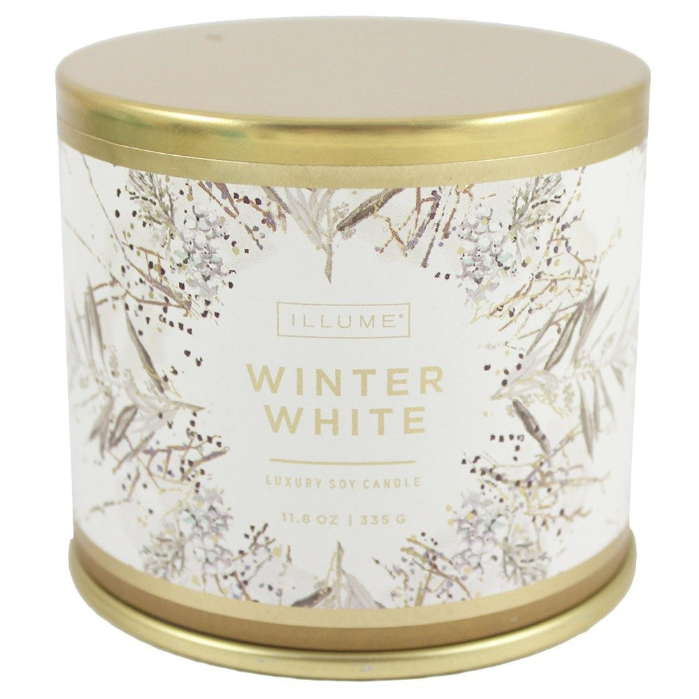 Illume Soy Wax Winter White Scented Tin Jar Candle - 11.8 ounce. Winter Scented Candle. Winter Fragrances. - Candlestock.com