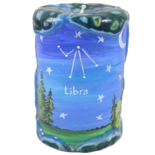 Libra Painted Veneer Zodiac Pillar Candle - Candlestock.com