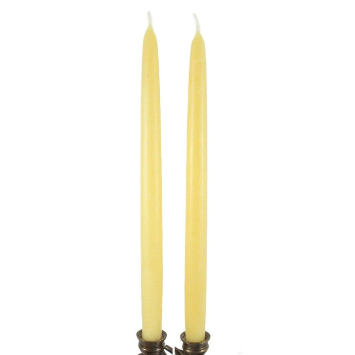 Beeswax Rounded Top Taper Candle Pair Natural - Candlestock.com