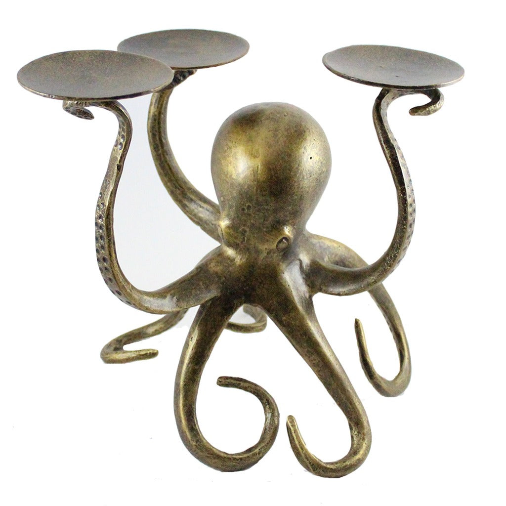 Gold Metal Octopus Pillar Candle Holder - Candlestock.com