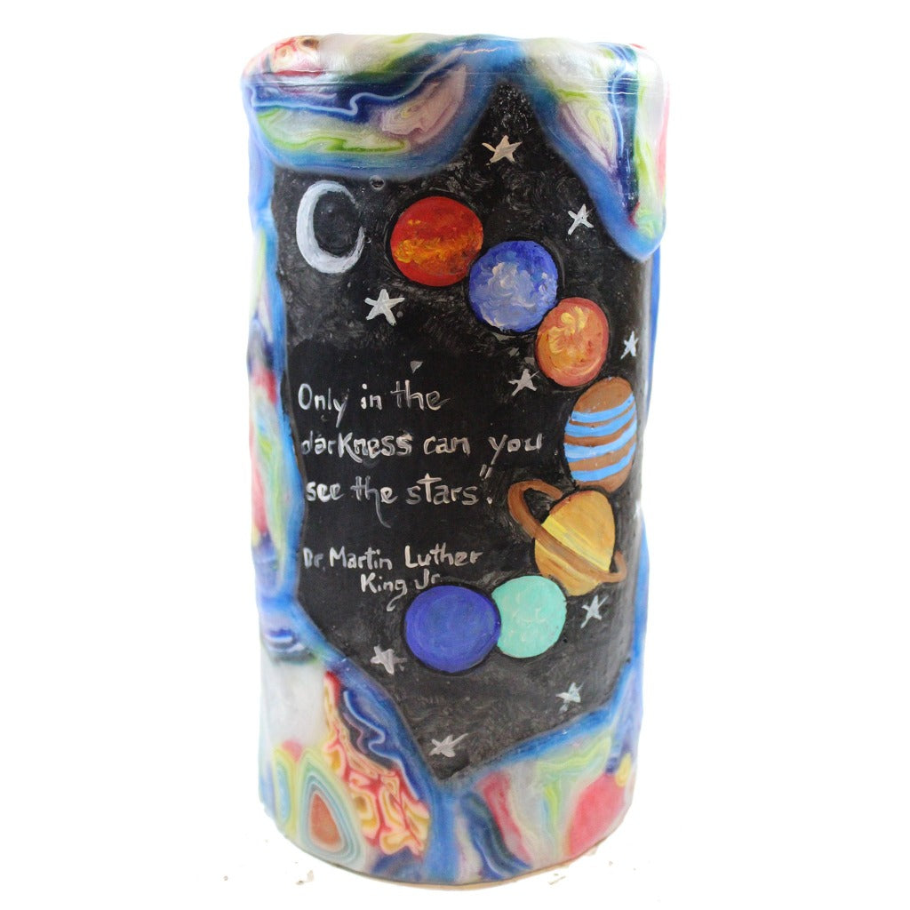 Quote Pillar Candle - "Only in the darkness can you see the stars." - Dr. Martin Luther King Jr. - Candlestock.com