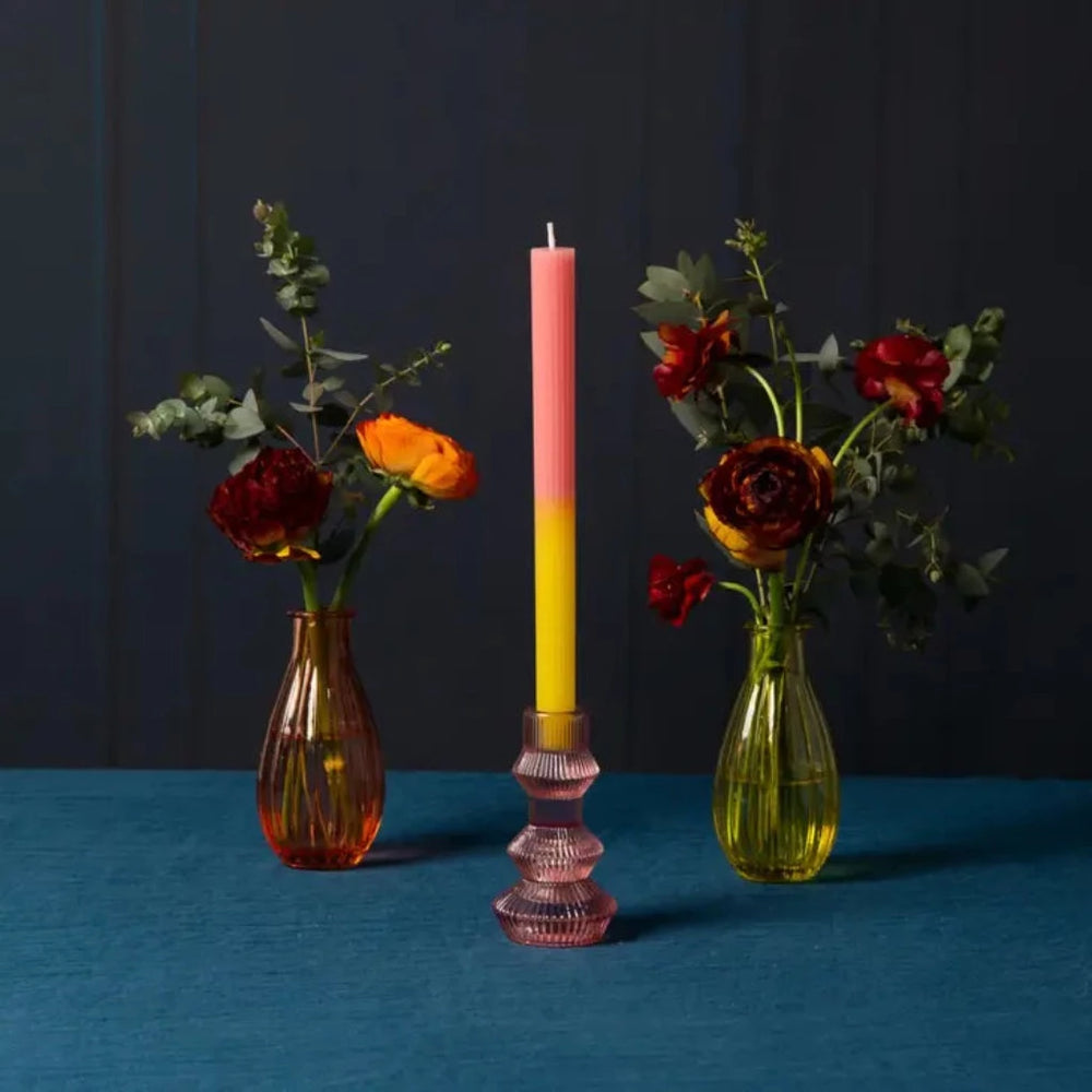 Colorful Glass Taper Candle Holders - 5 Inches