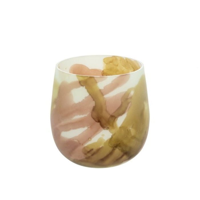Matte Marbled Glass Tea Light Candle Holder