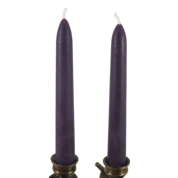 Beeswax Rounded Top Taper Candle Pair Plum Purple - Candlestock.com
