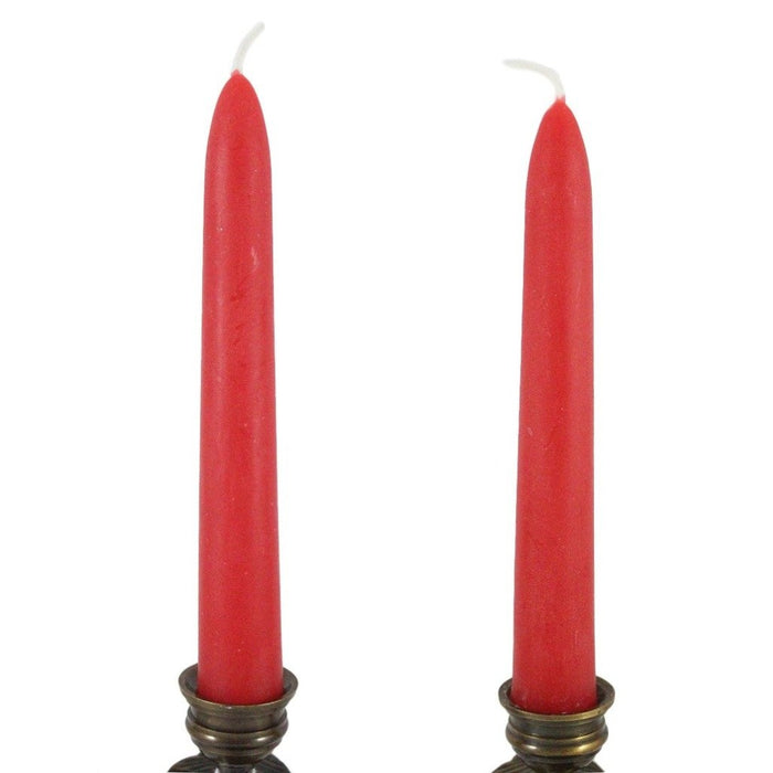 Beeswax Rounded Top Taper Candle Pair Rose Red - Candlestock.com