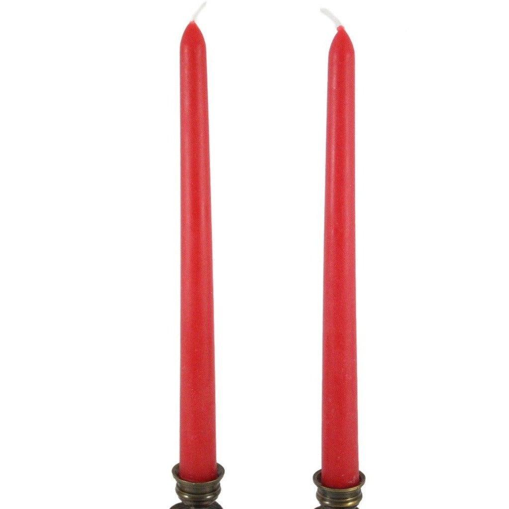 Beeswax Rounded Top Taper Candle Pair Rose Red - Candlestock.com