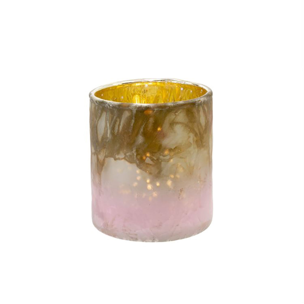 Glass Crackle Tea Light Candle Holder