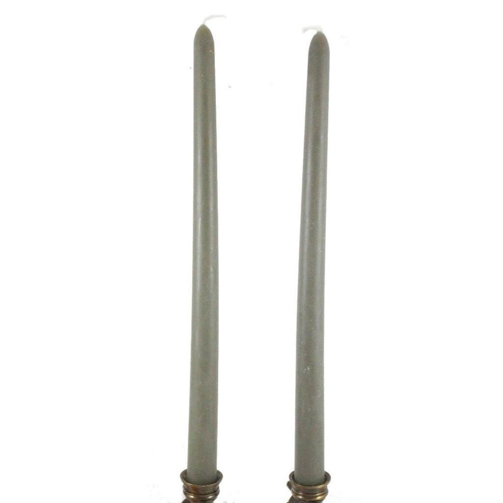 Beeswax Rounded Top Taper Candle Pair Sage - Candlestock.com