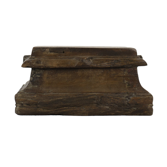 Wooded Carved Pillar Base Candle Holder