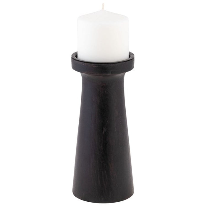 Black Wood Pillar Candle Holder - Candlestock.com