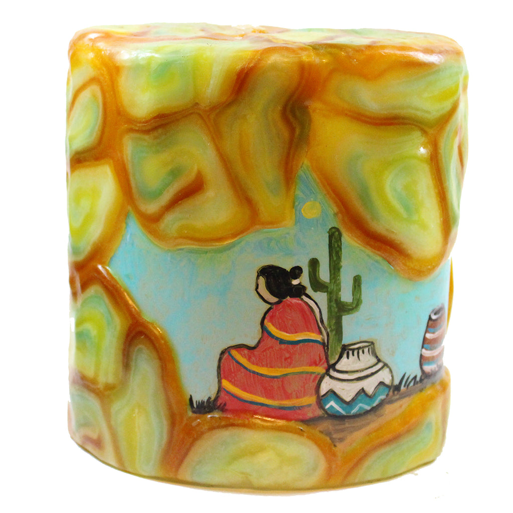 Painted Oval Candle - Southwestern Scene - Candlestock.com