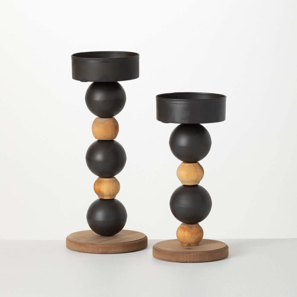 Stacked Sphere Pillar Candle Holder