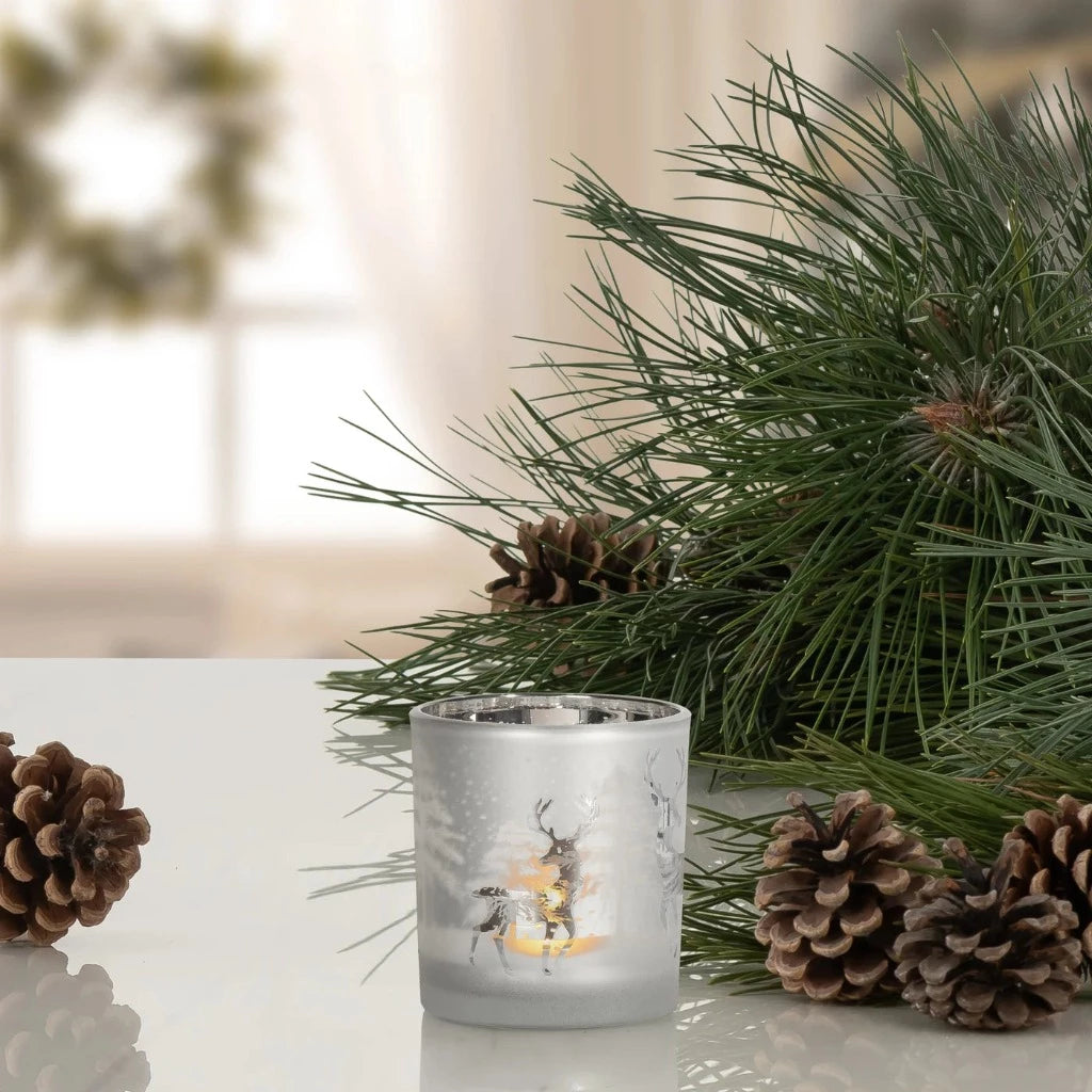 Silver Stag Tea Light Candle Holder Candlestock