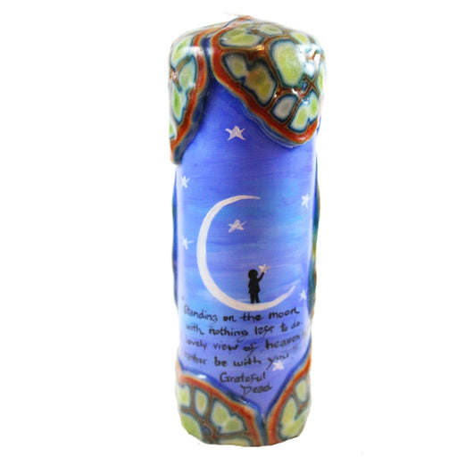 Quote Pillar Candle - "Standing on the moon with nothing left to do. A lovely view of heaven, but I'd rather be with you" Grateful Dead - Candlestock.com