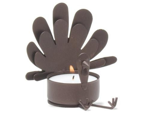 Brown Metal Sitting Turkey Tea Light Candle Holder - Candlestock.com