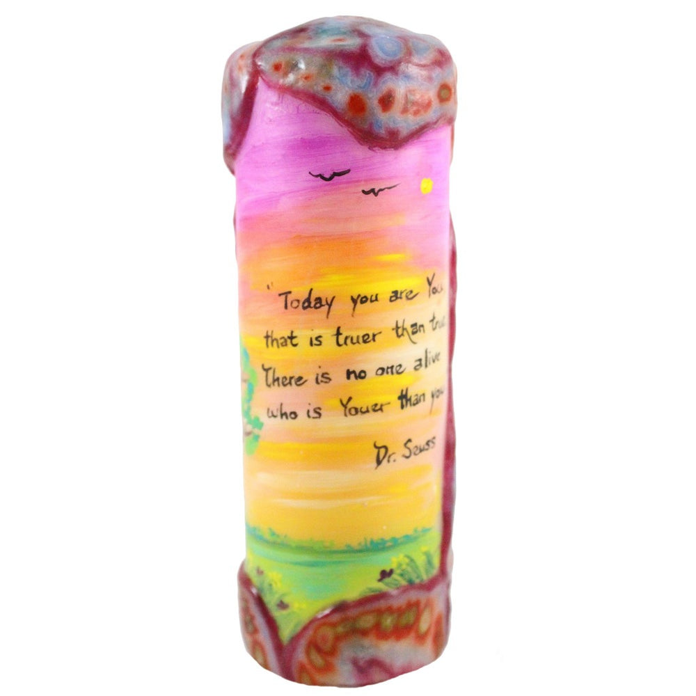 Quote Candle - “Today you are You, that is truer than true. There is no one alive who is Youer than You.” Dr. Seuss - Candlestock.com