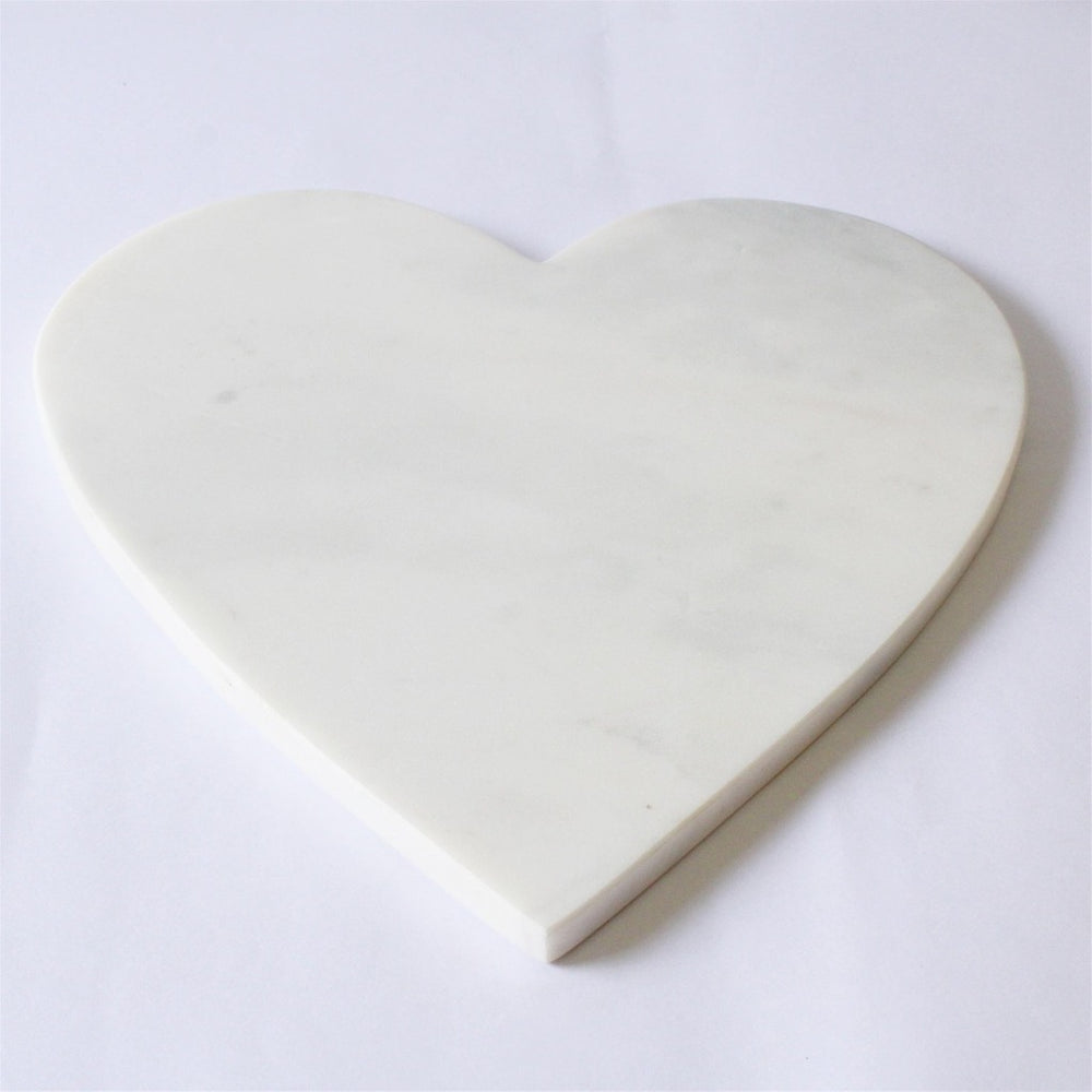 White Marble Heart Candle Tray - Large