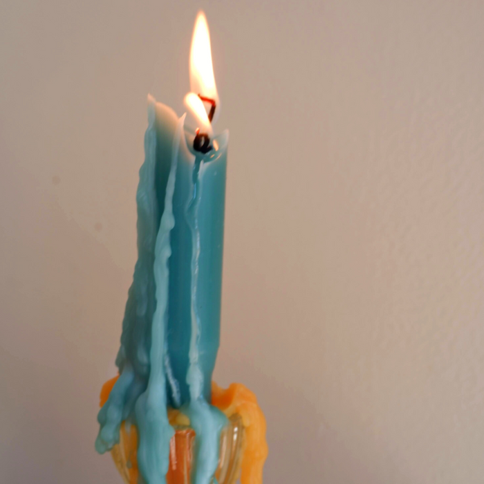 turquoise drip candle