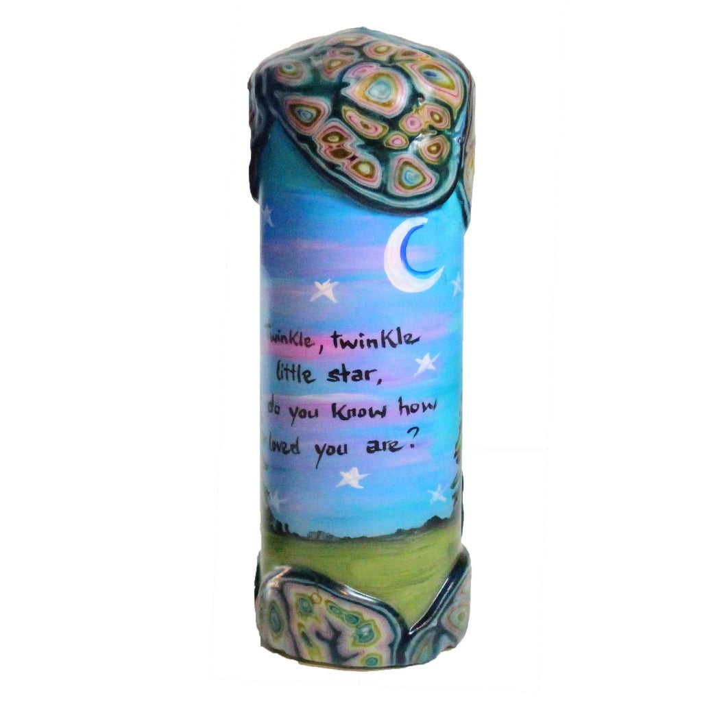 Quote Pillar Candle - "Twinkle, twinkle little star, do you know how loved your are?" - Candlestock.com