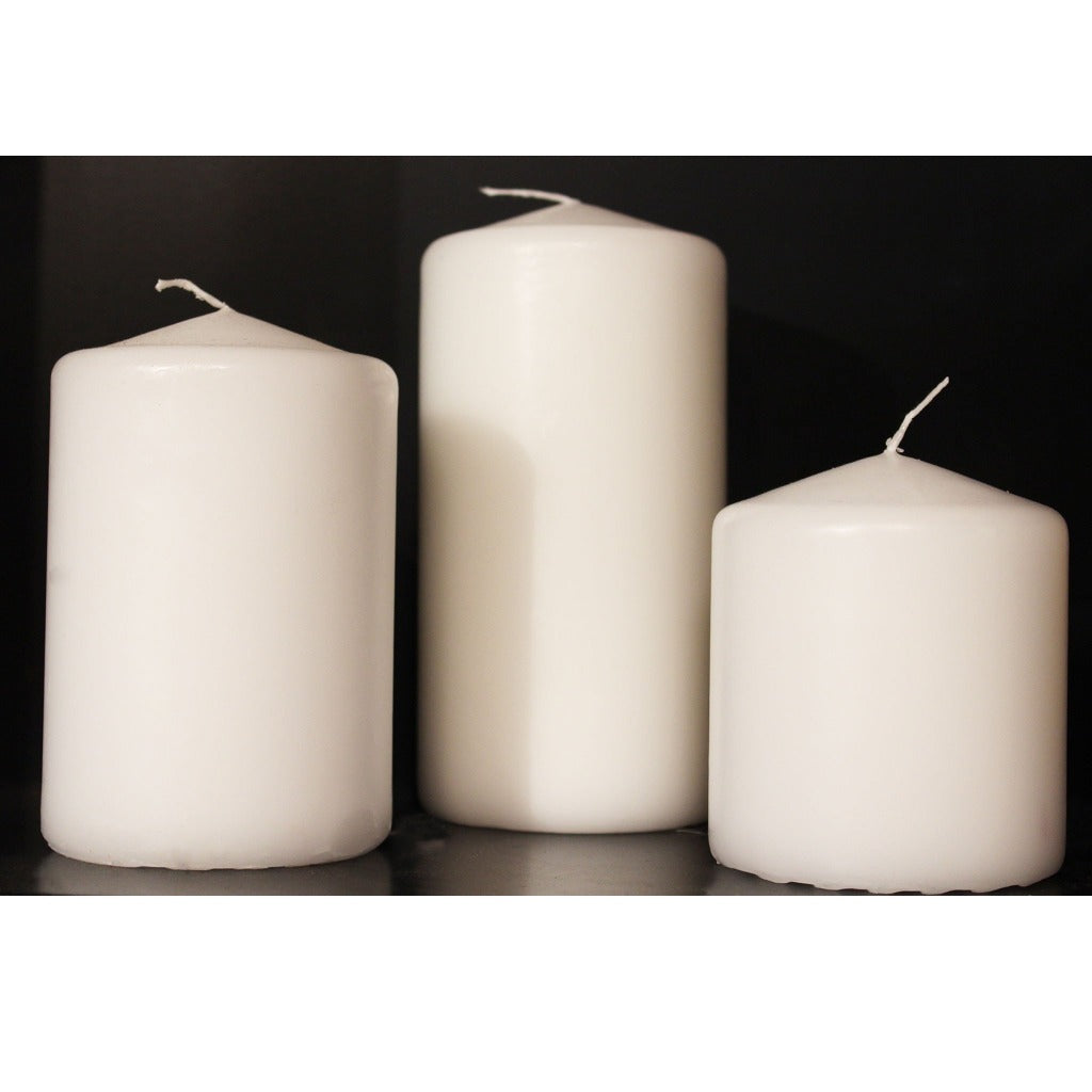 White Utility Pillar Candles Candlestock