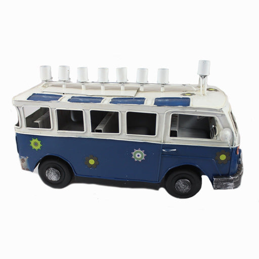 Blue Metal VW Bus Menorah - Candlestock.com