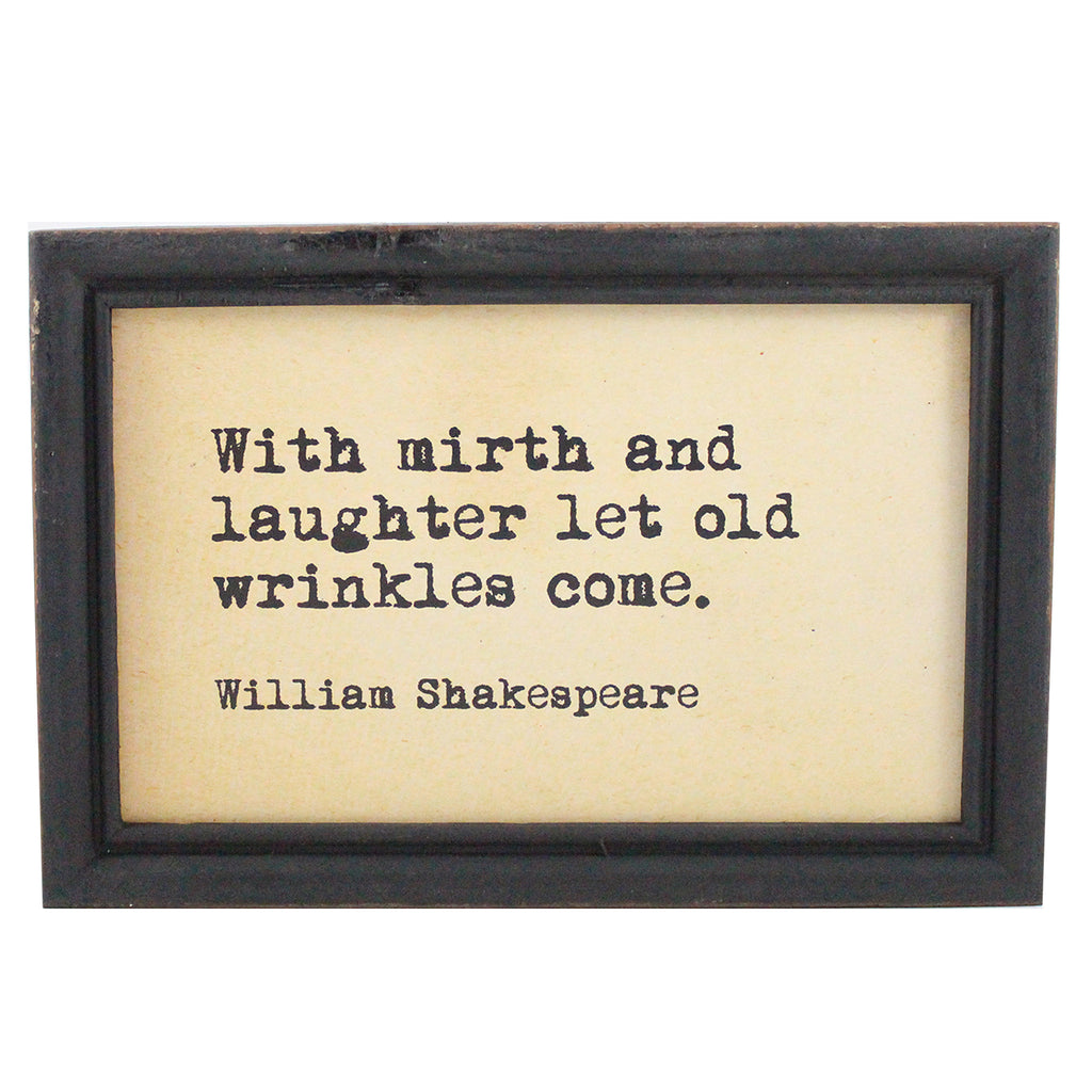 Framed Hanging Wall Quote "With Mirth and Laughter" - Candlestock.com