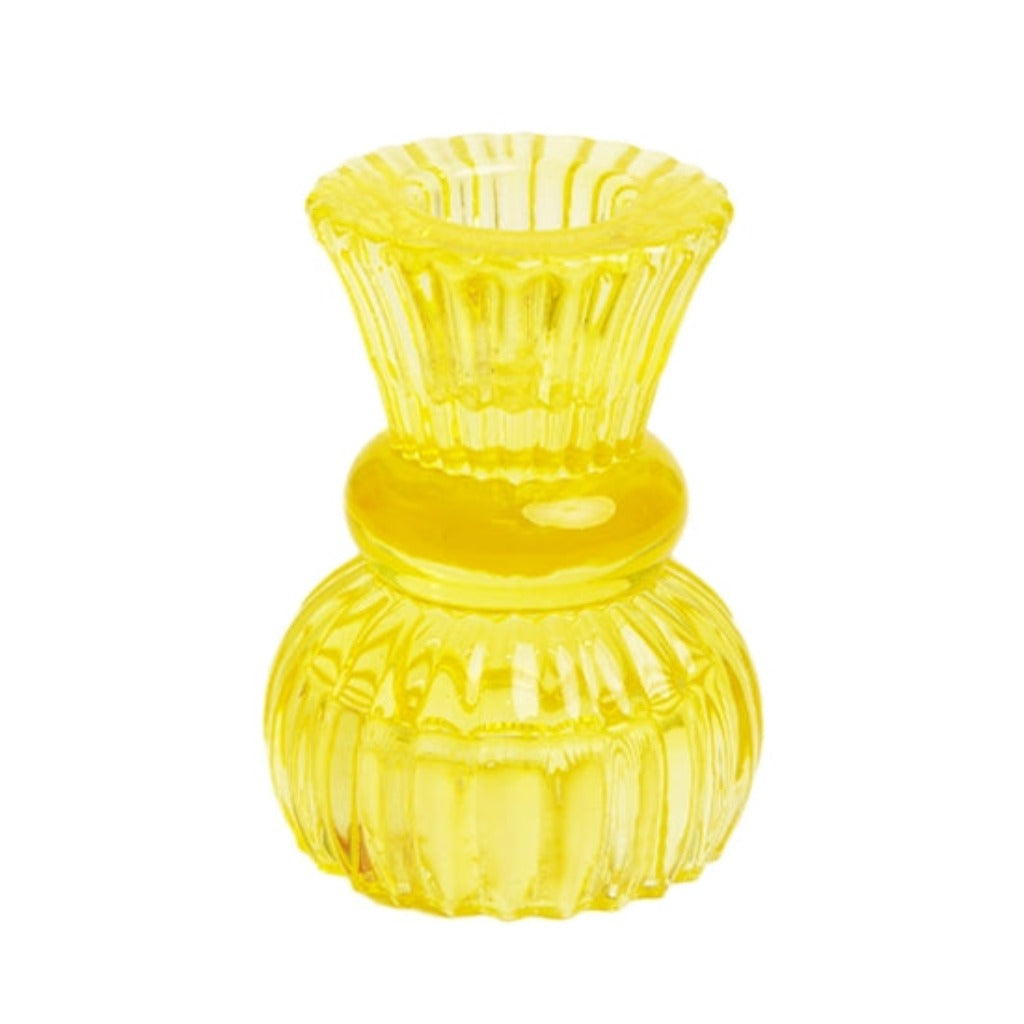 Colorful Yellow Glass Taper Candle Holder - Candlestock.com