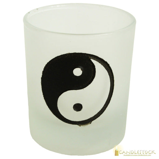 Frosted Glass Yin Yang Votive Candle Holder - Candlestock.com